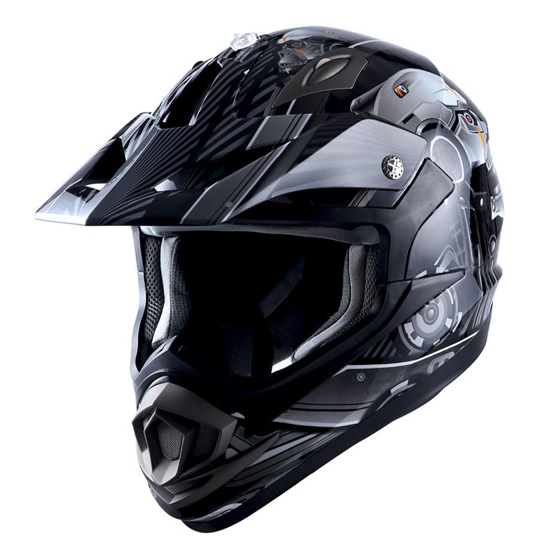 1Storm خوذة موتوكروس للبالغين 1Storm للدراجات النارية على الطرق الوعرة MX BMX ATV دراجة ترابية ميكانيكي HGXP14B جمجمة سوداء - Image 2